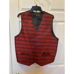 UMO LORENZO Formalwear Men's Vest Red and Black Patterned Size Medium